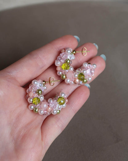 Earrings - Hillii Hoops - Pink, Green