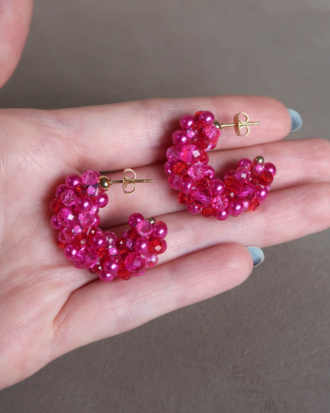 Earrings - Hillii Hoops - Pink, Red