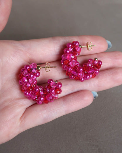 Earrings - Hillii Hoops - Pink, Red