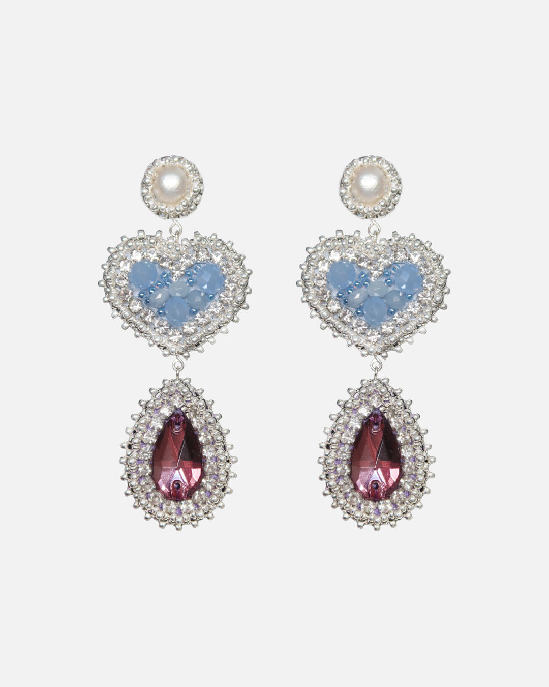 Earrings - Love - Blue, Purple