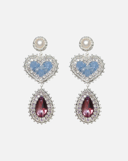 Earrings - Love - Blue, Purple
