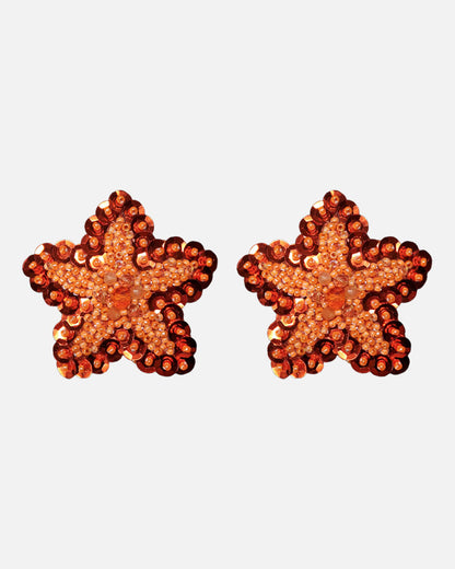 Earrings - Winter Flower - Orange