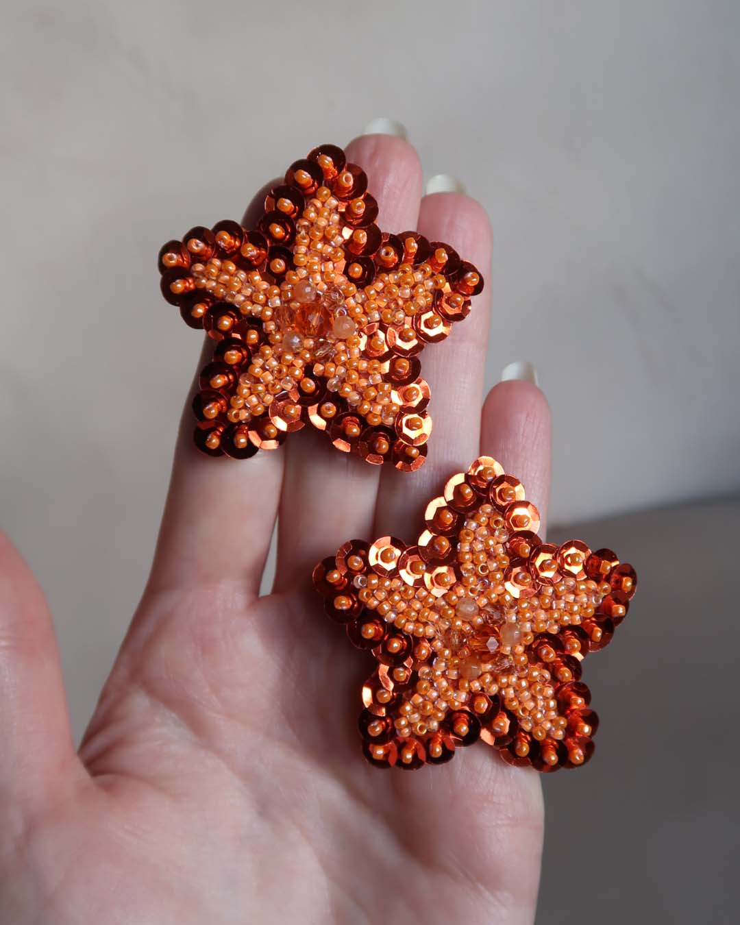 Earrings - Winter Flower - Orange