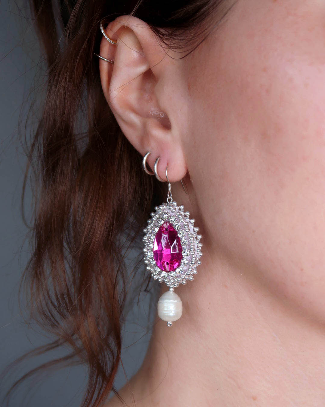 Earrings - Reichei - Pink with Freshwater Pearl