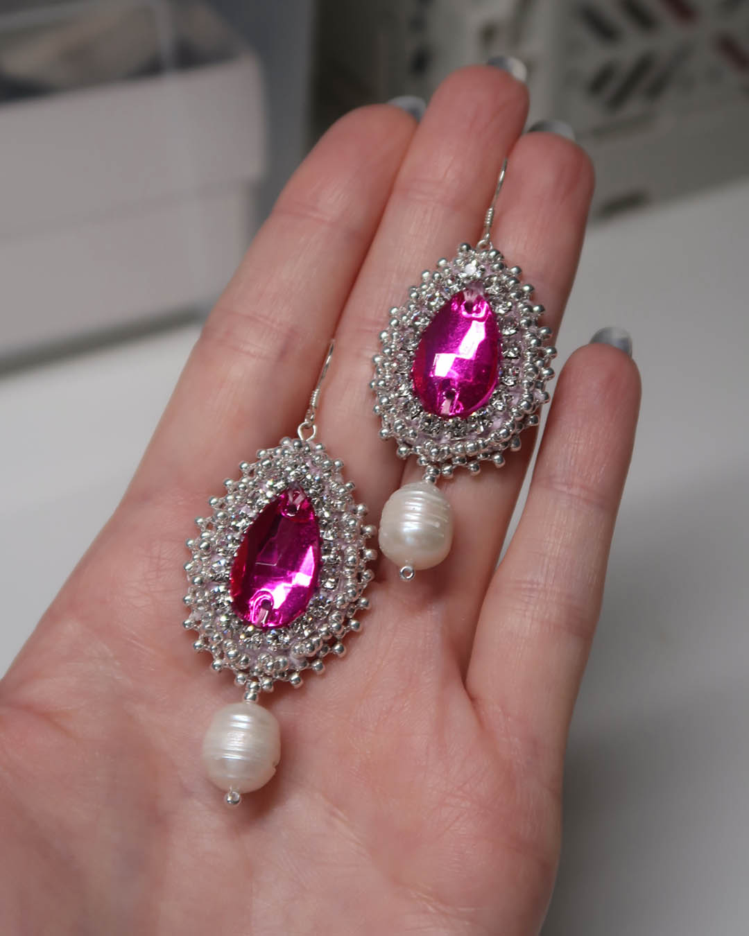 Earrings - Reichei - Pink with Freshwater Pearl