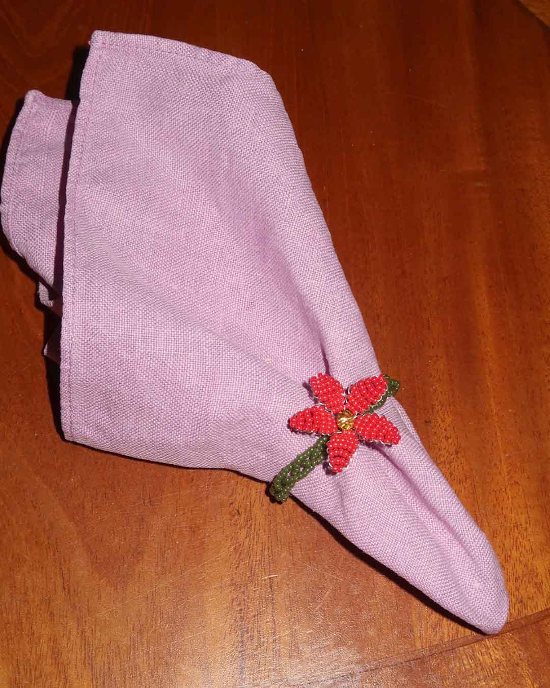 Servettring - Blomma - Röd