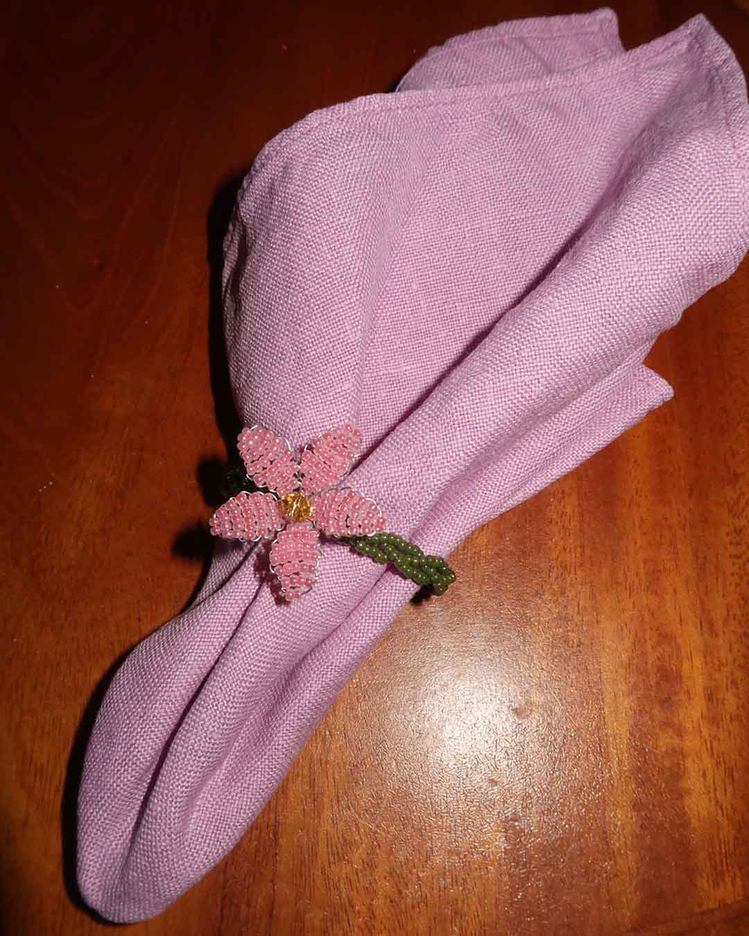 Servettring - Blomma - Rosa