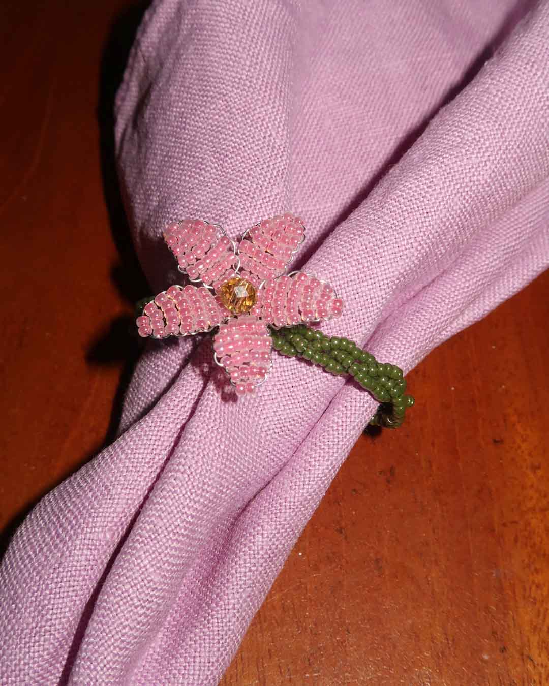 Servettring - Blomma - Rosa